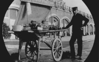 Oyster seller, Brighton seafront arches. Brighton seaside history fishing history